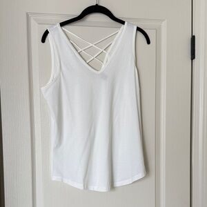 White Tank Top with Crisscross Back